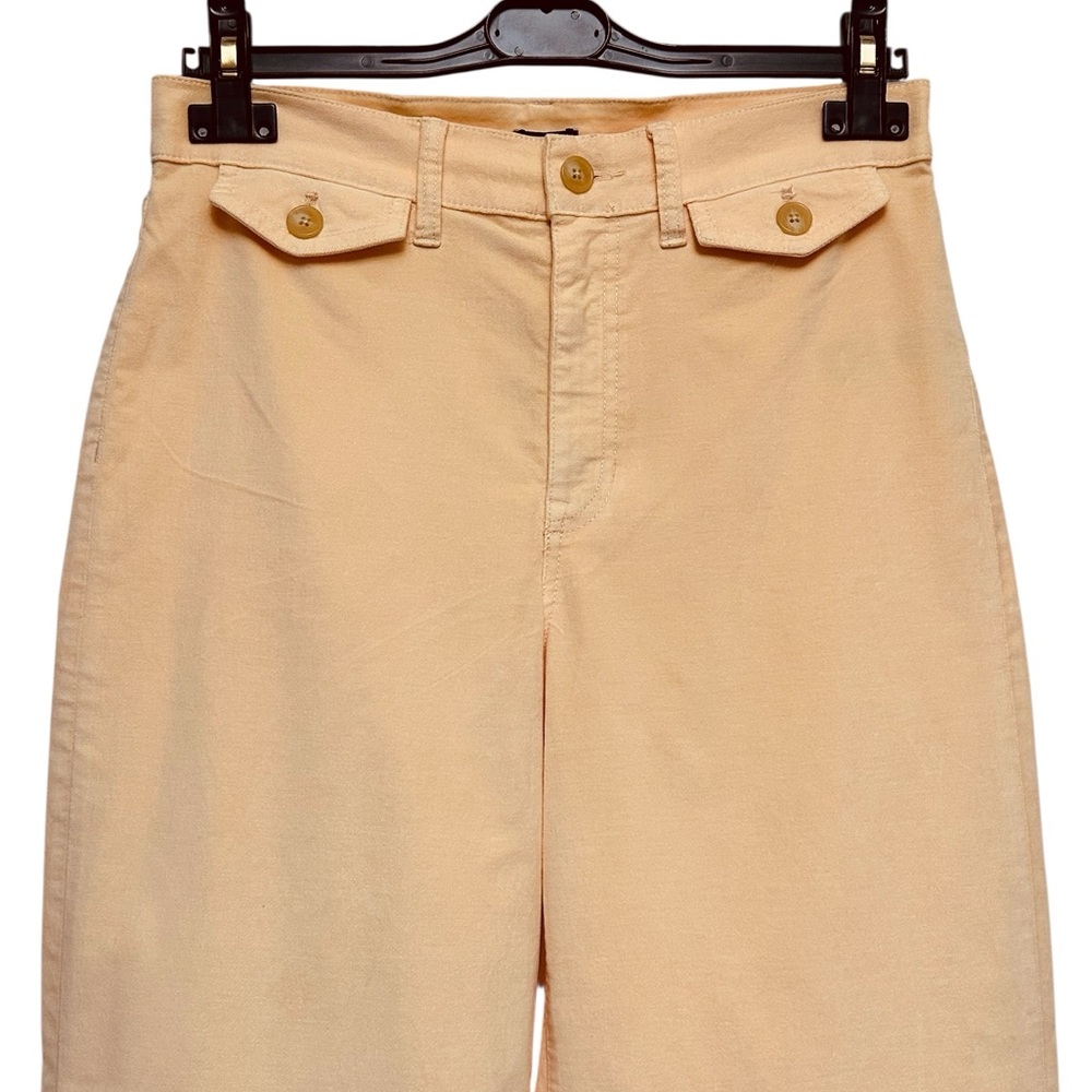 New J. Crew Wide-leg trouser in washed velvet Peche‎ Claire Pastel Peach Size 28 - Picture 3 of 6